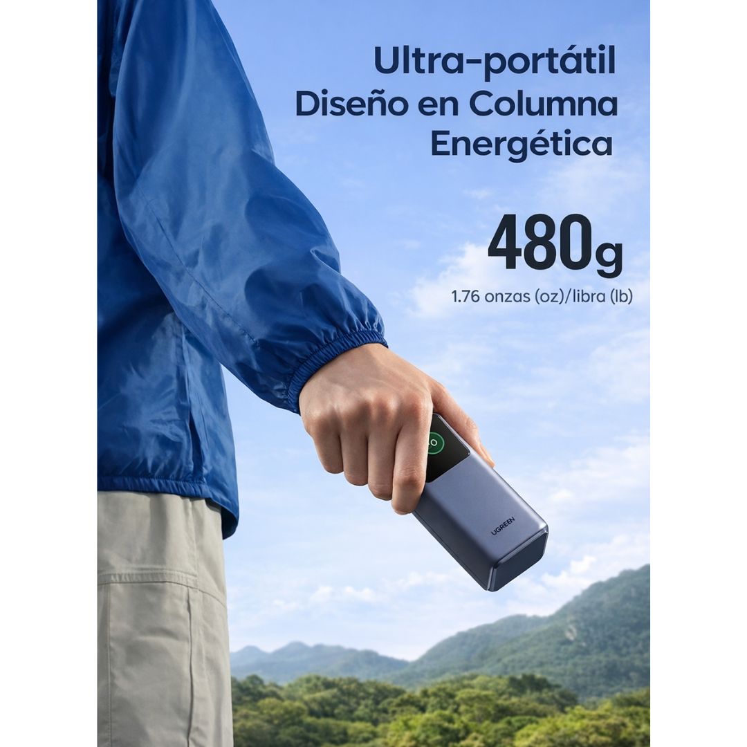 Power Bank UGREEN Nexode 20000mAh 100W PD 3.0 con Pantalla TFT USB-C para Laptop y Celular PB721