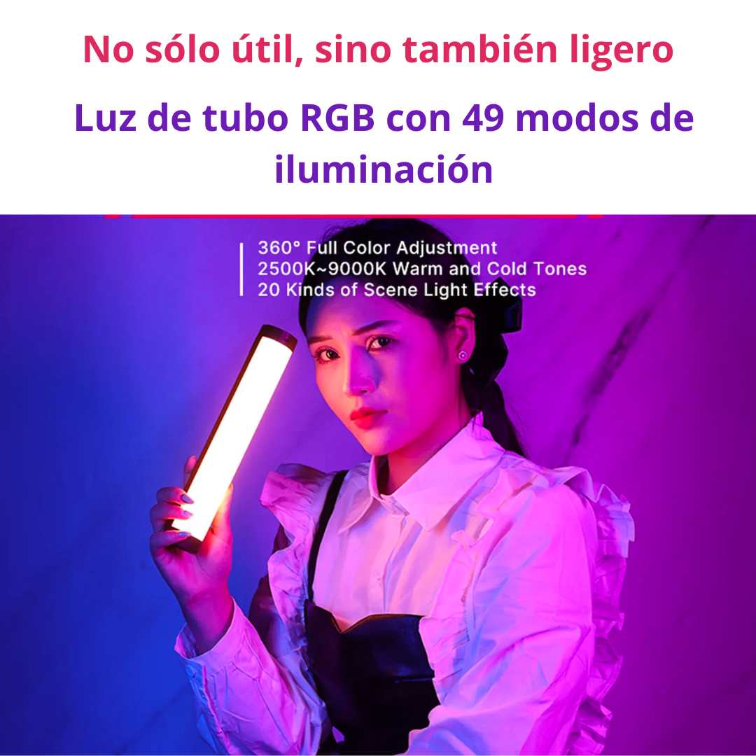 Lámpara RGB de Mano para Fotografía con 49 Modos y Control Musical