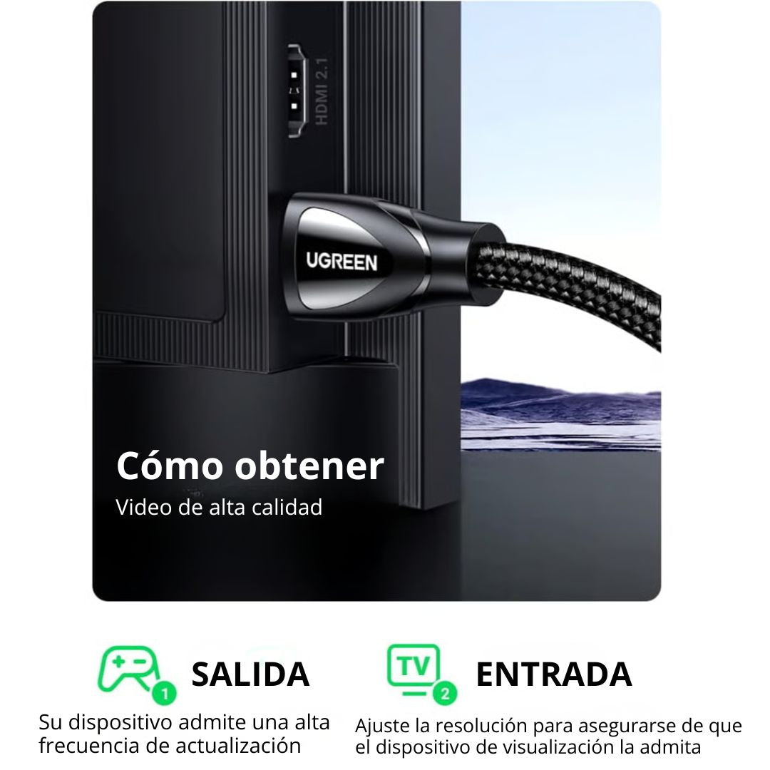 Cable HDMI UGREEN HD140 5m 8K 60Hz 4K 120Hz HDMI 2.1 48Gbps para TV PS5 y Proyector