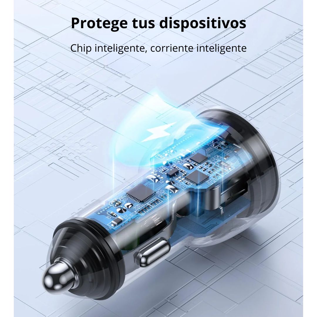 Cargador de Auto UGREEN 60W Doble USB-C PD 30W Carga Rápida para iPhone y Samsung CD213