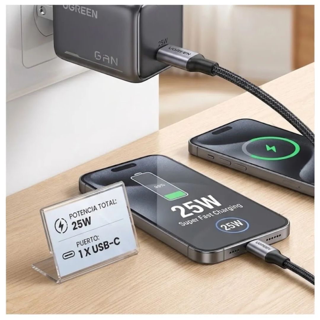 Cargador GaN de Pared UGREEN X517 25W USB-C Carga Rápida