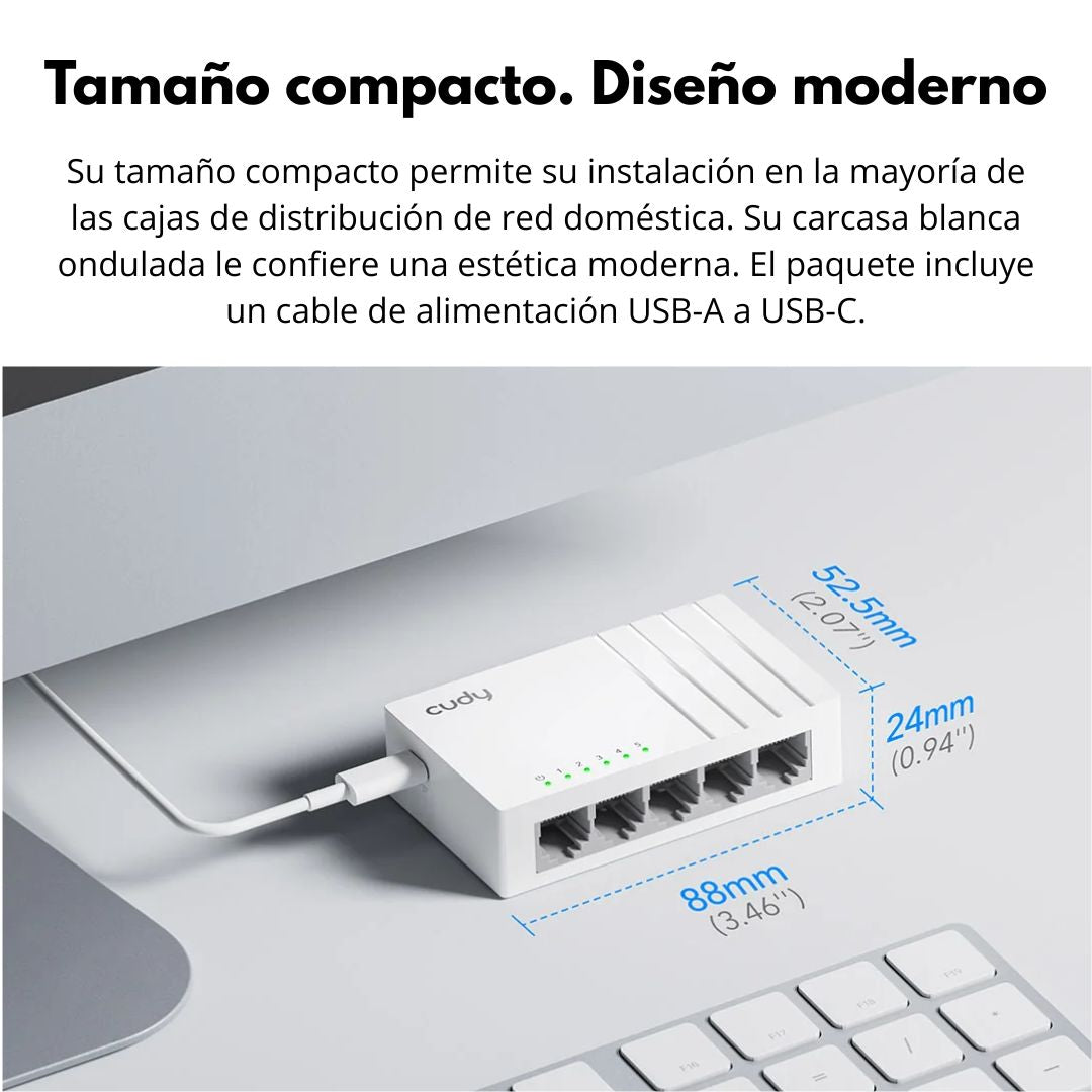 Switch de Red Gigabit Cudy GS105U 5 Puertos RJ45 USB-C