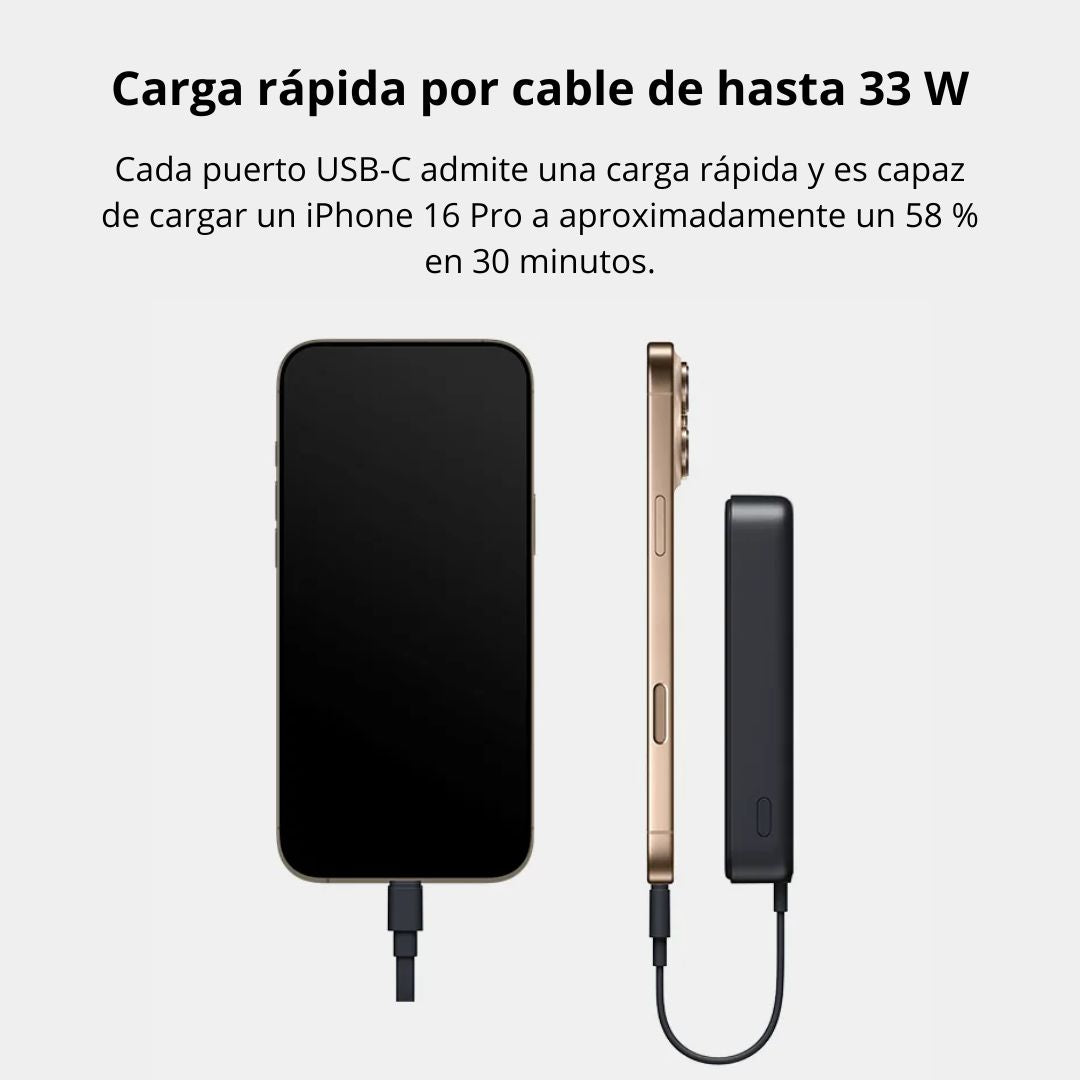 Power Bank Magnético Xiaomi 10000mAh 33W con Cable USB-C y Carga Inalámbrica