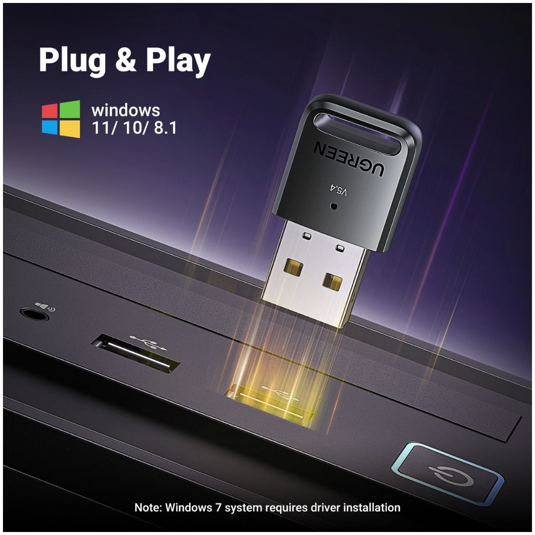 Adaptador Bluetooth 5.4 UGREEN CM748 USB para PC con Alcance de 20 m