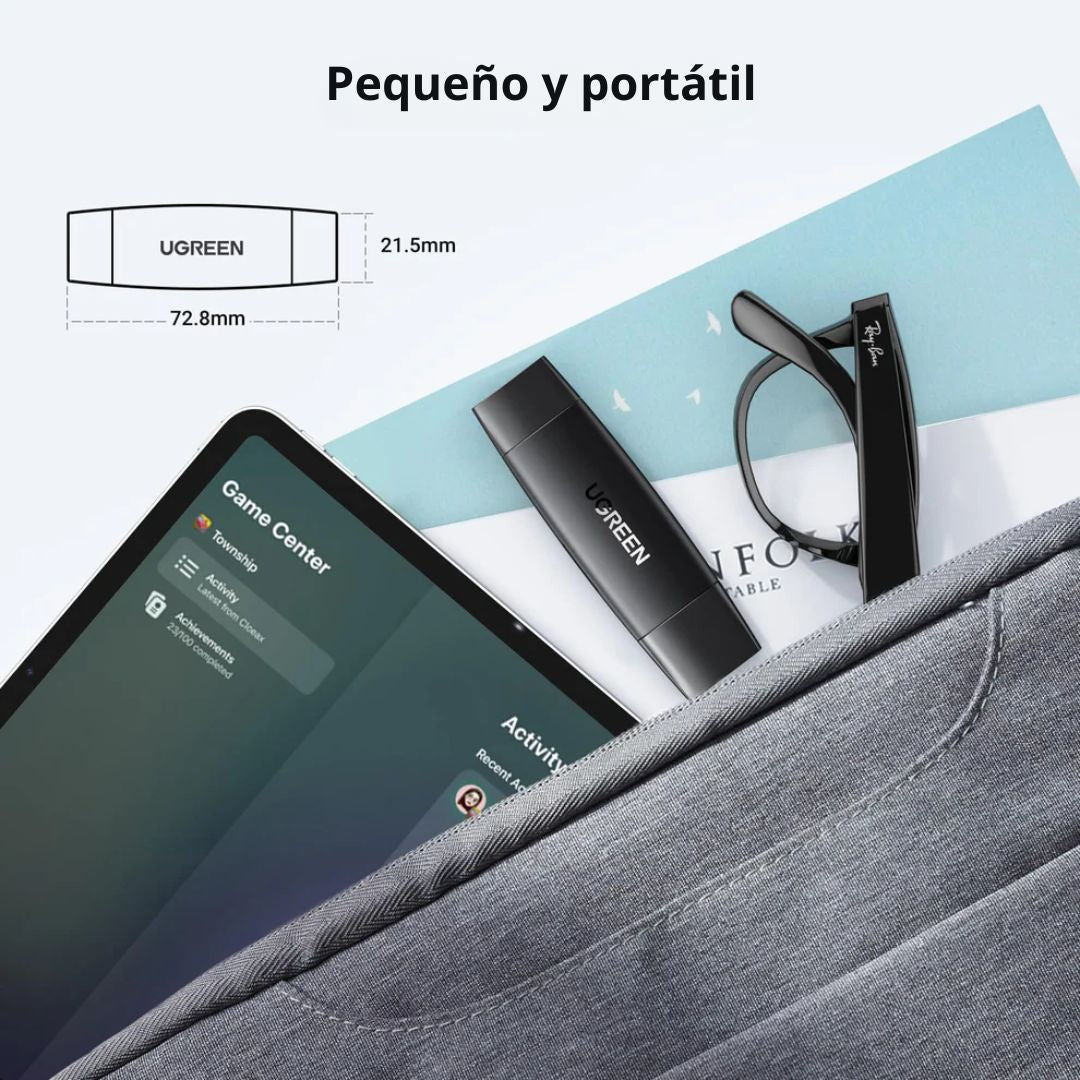 Lector de Tarjetas SD y MicroSD UGREEN CM304 USB-C USB 3.0 para Celular y Laptop