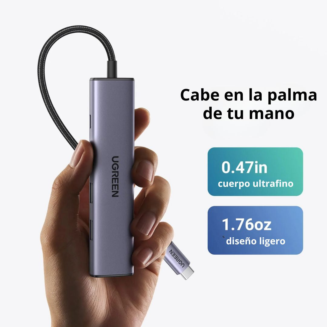 Hub USB-C 5 en 1 UGREEN CM478 HDMI 4K 30Hz USB 3.0 PD 100W para Laptop