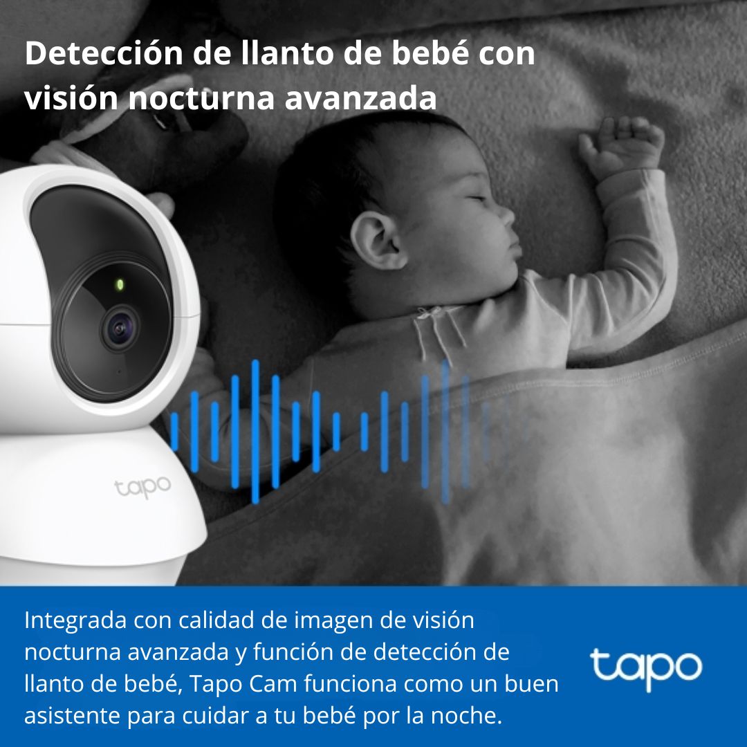 Cámara de Seguridad WiFi TP-Link Tapo C210 2K 3MP 360° con Visión Nocturna y Detección de Movimiento