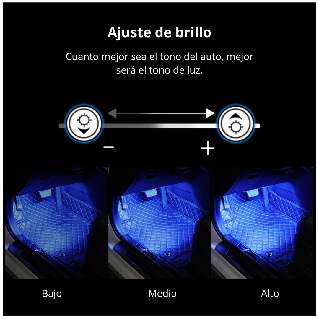 Luces Ambientales LED RGB para Auto Seisa Bluetooth App 4 Tiras