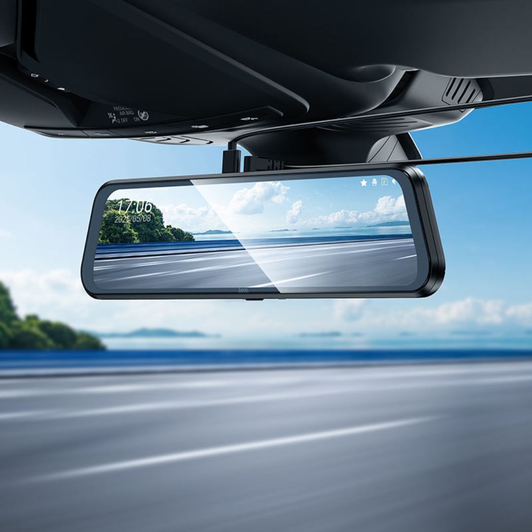 Cámara Vehicular Hoco DV16 Espejo Retrovisor 1080P Dual con Pantalla Táctil y Visión Nocturna