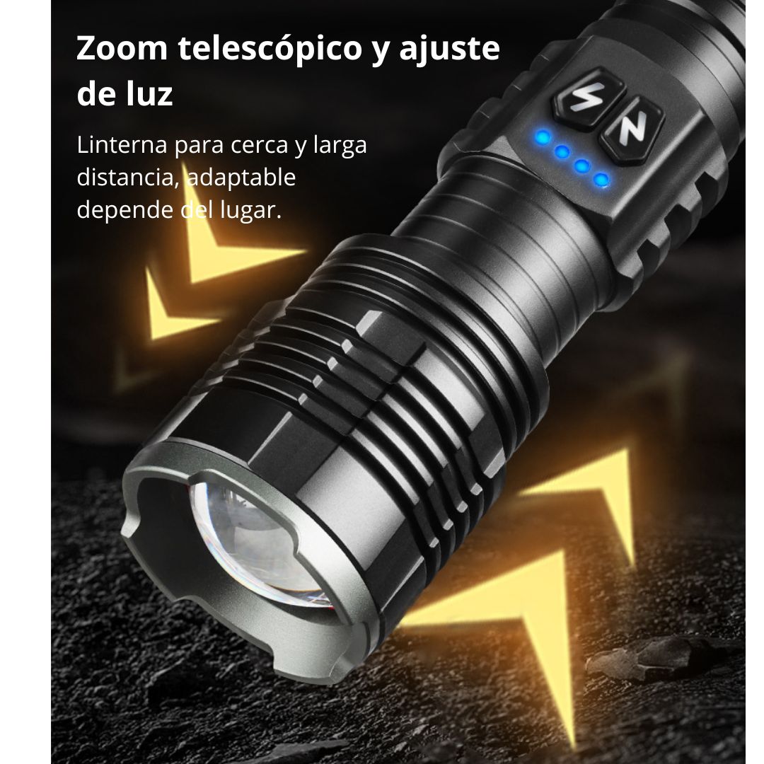 Linterna Recargable Lidimi LD-L1410A con Zoom Telescópico USB Tipo C y Power Bank