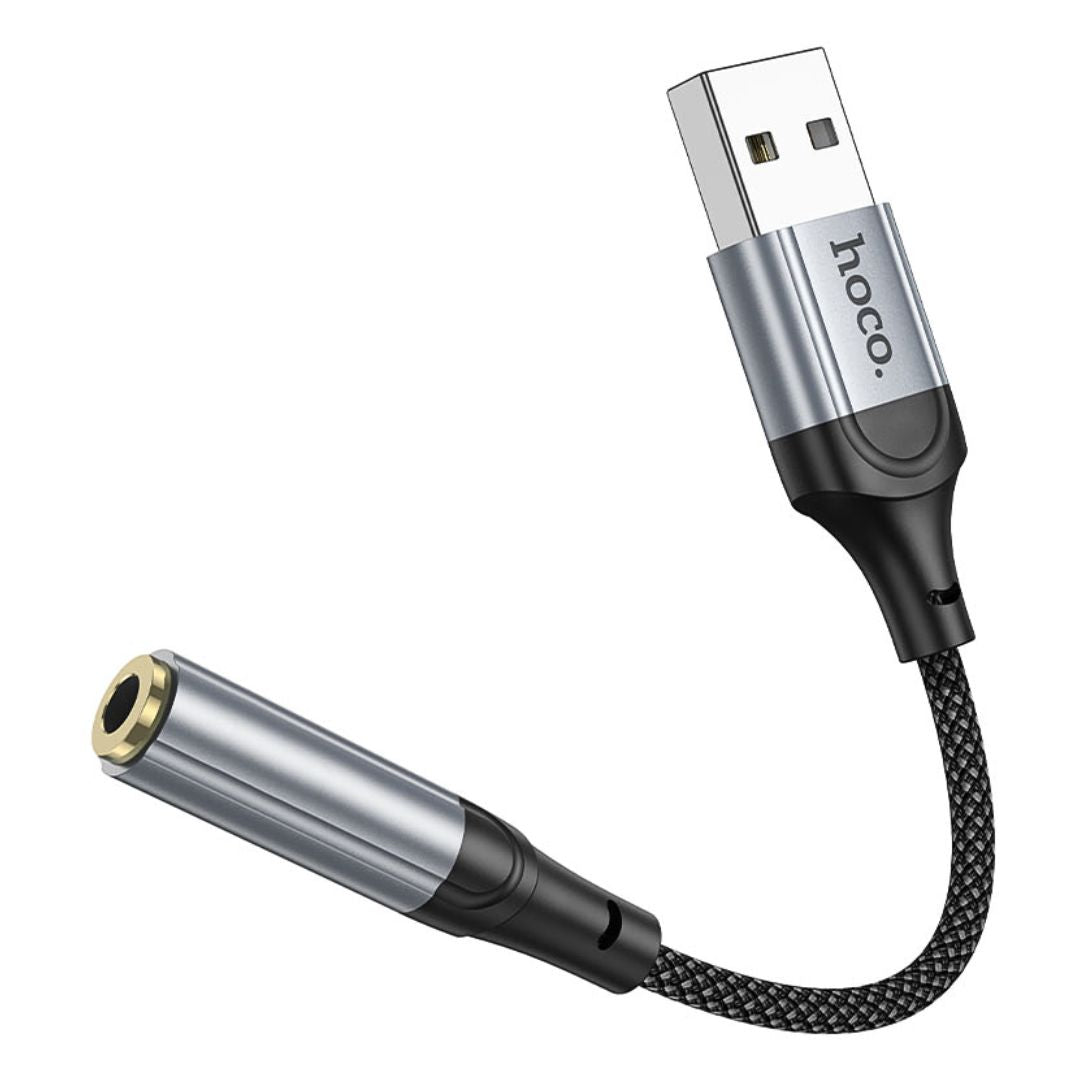 Adaptador USB-A a Jack 3.5 mm Hoco LS36 para Audífonos Micrófono y Llamadas