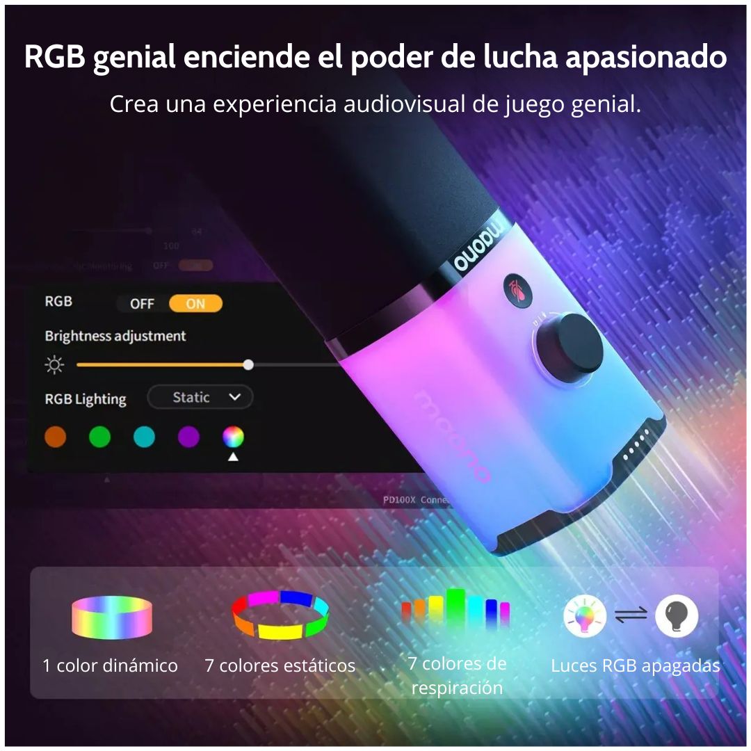 Micrófono Maono PD100X Dinámico USB-C XLR RGB para Streaming