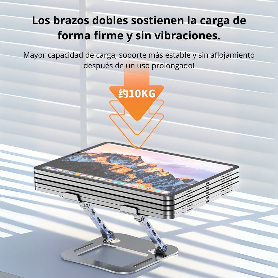 Soporte Metálico para Laptop 10–17″ Ajustable con Doble Eje 180° y Altura 4.5–30 cm