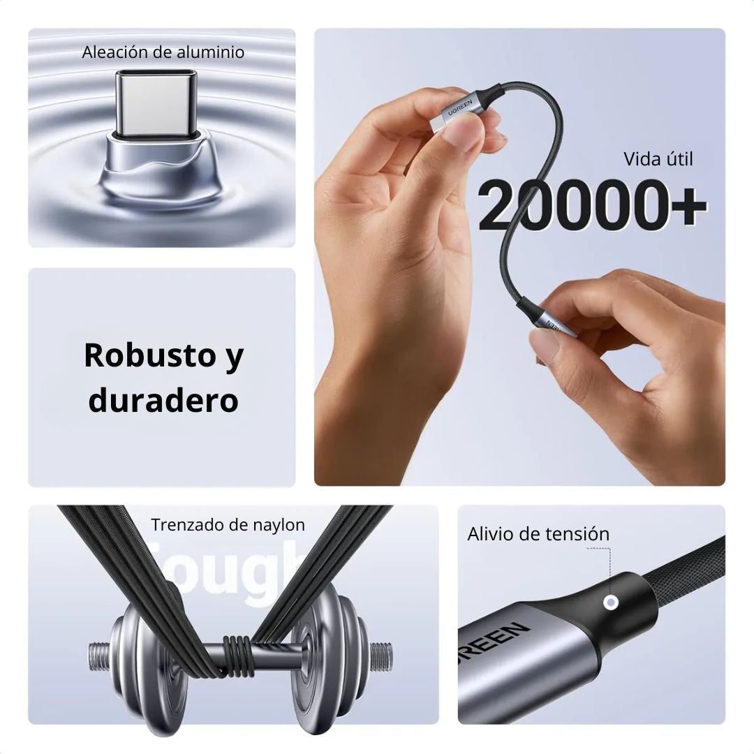 Adaptador USB-C a Jack 3.5mm UGREEN Cable Audio Tipo C a Auxiliar AV142