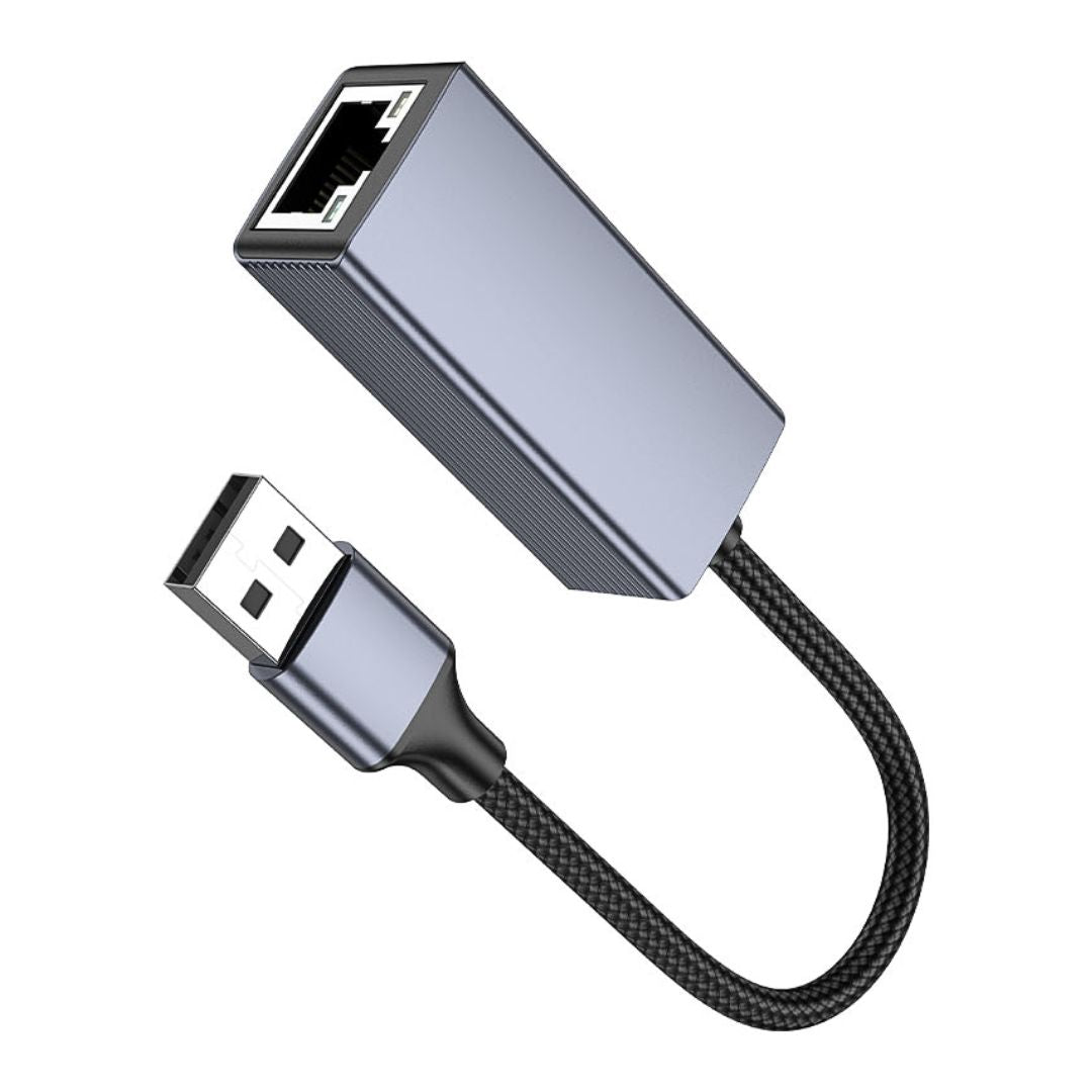 Adaptador USB-A a RJ45 Hoco UA37 Ethernet Gigabit 1000 Mbps para Laptop PC TV y Decodificador