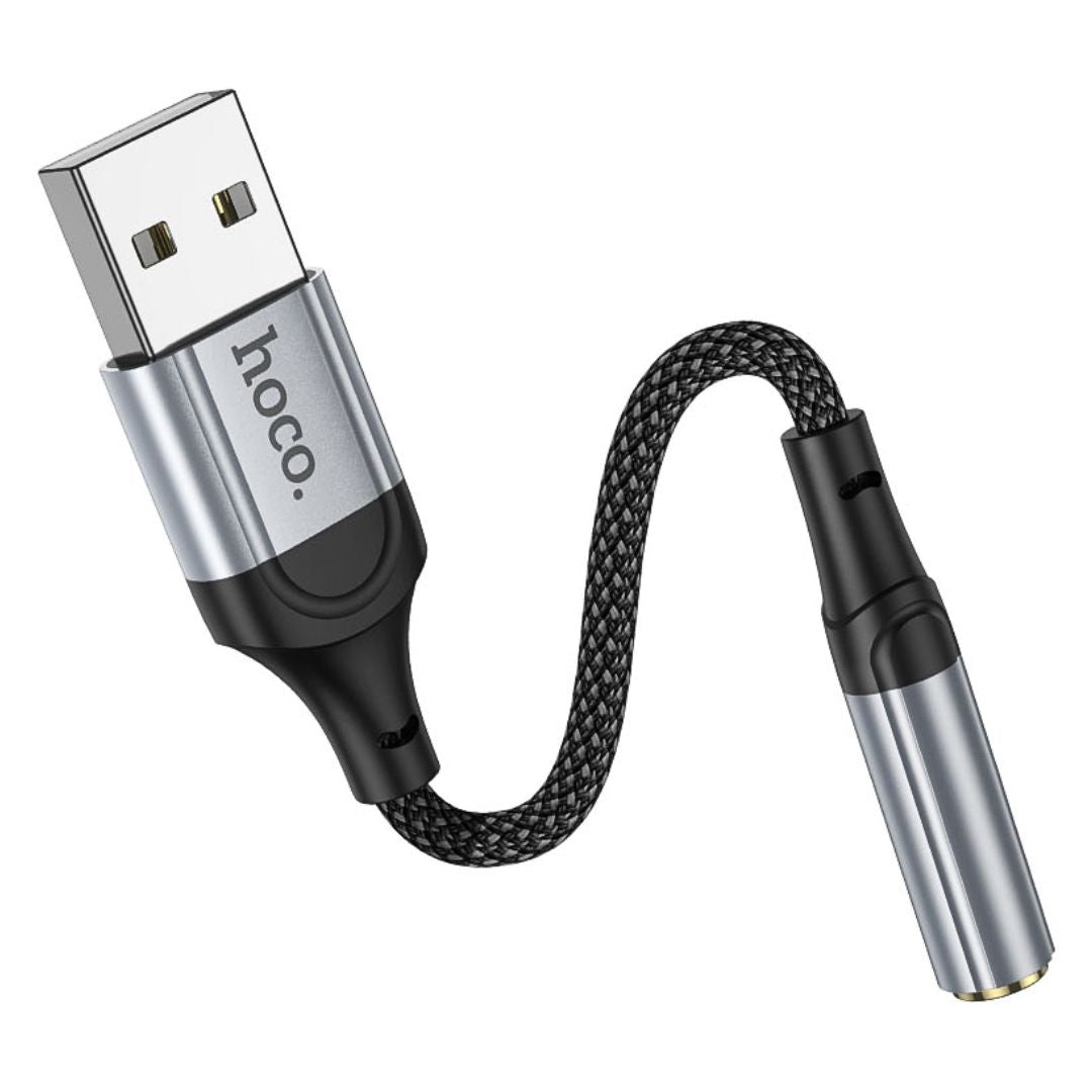 Adaptador USB-A a Jack 3.5 mm Hoco LS36 para Audífonos Micrófono y Llamadas