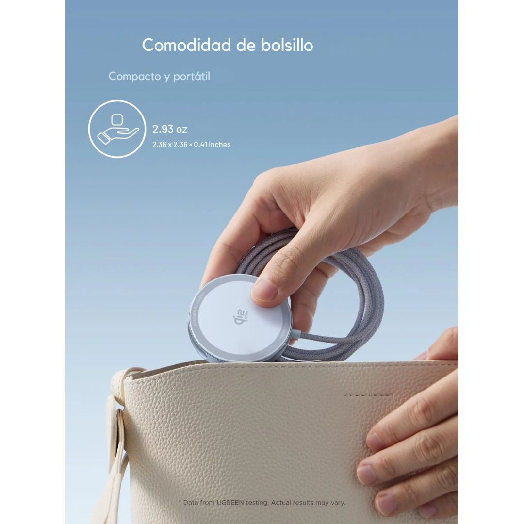 Cargador Inalámbrico Magnético UGREEN MagFlow W753 Qi2.2 25W para iPhone AirPods