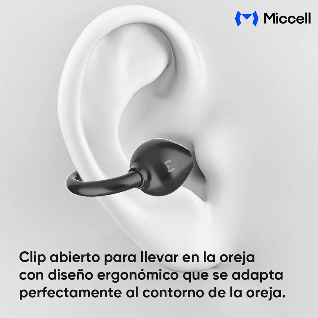 Audífonos Bluetooth Inalámbricos con Clip para Oreja TWS Estuche de Carga Miccell VQ-BH106