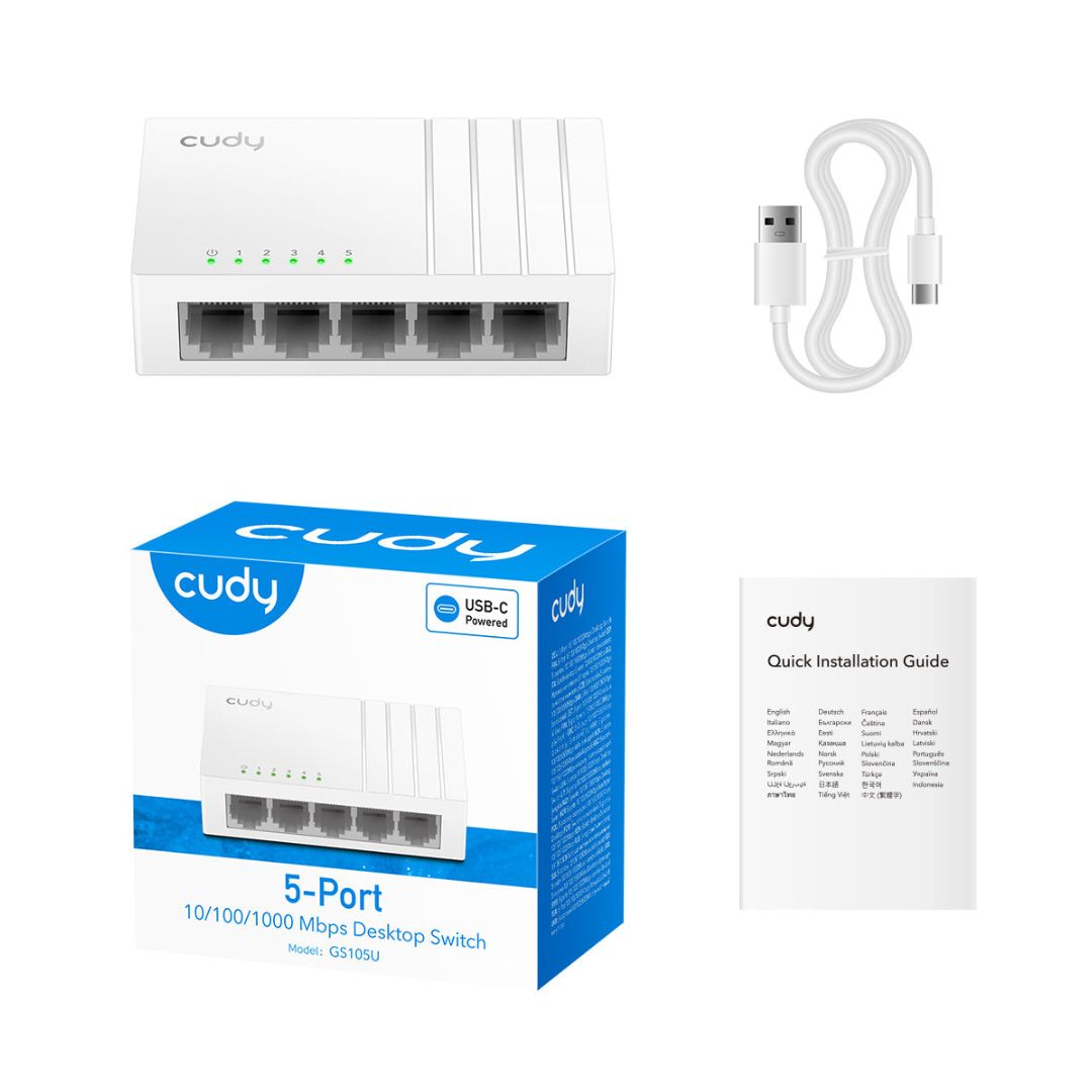Switch de Red Gigabit Cudy GS105U 5 Puertos RJ45 USB-C