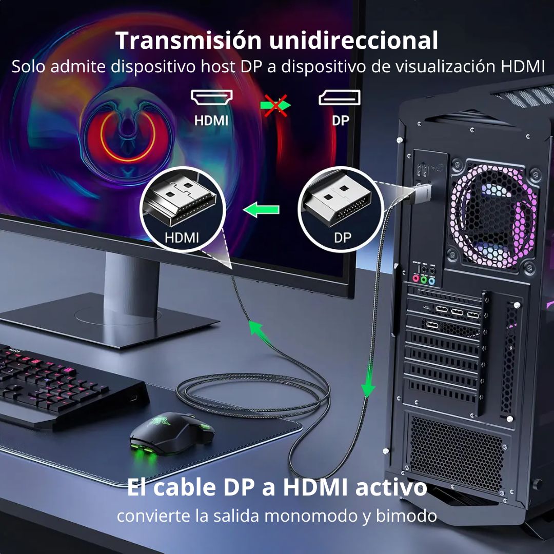 Cable DisplayPort a HDMI UGREEN DP119 3m 4K 60Hz para Monitor TV y Proyector