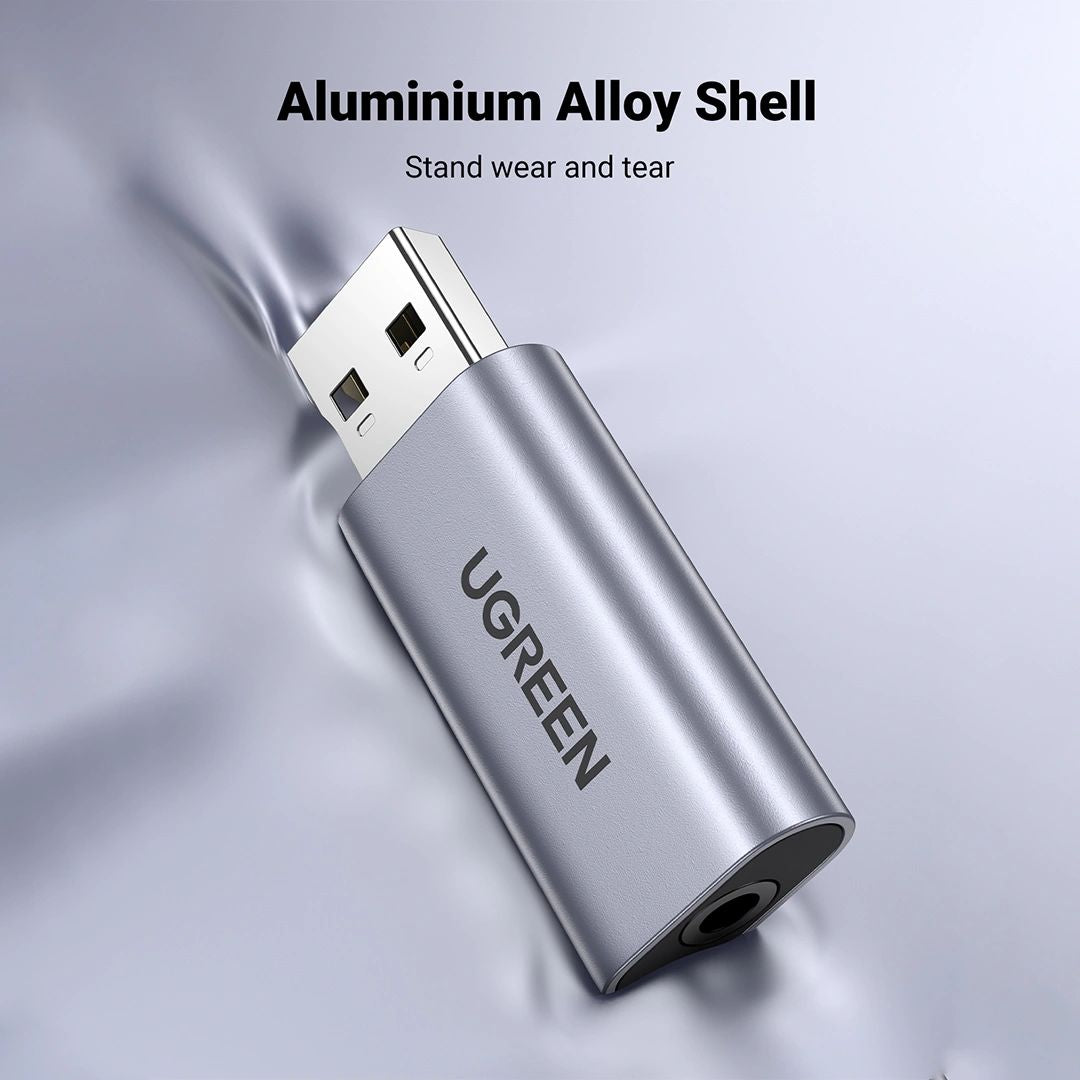Adaptador de Audio USB UGREEN CM383 con Micrófono y Jack 3.5 mm para PC PS5