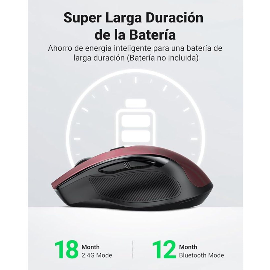 Mouse Inalámbrico UGREEN MU006 Bluetooth 2.4G 4000 DPI Silencioso