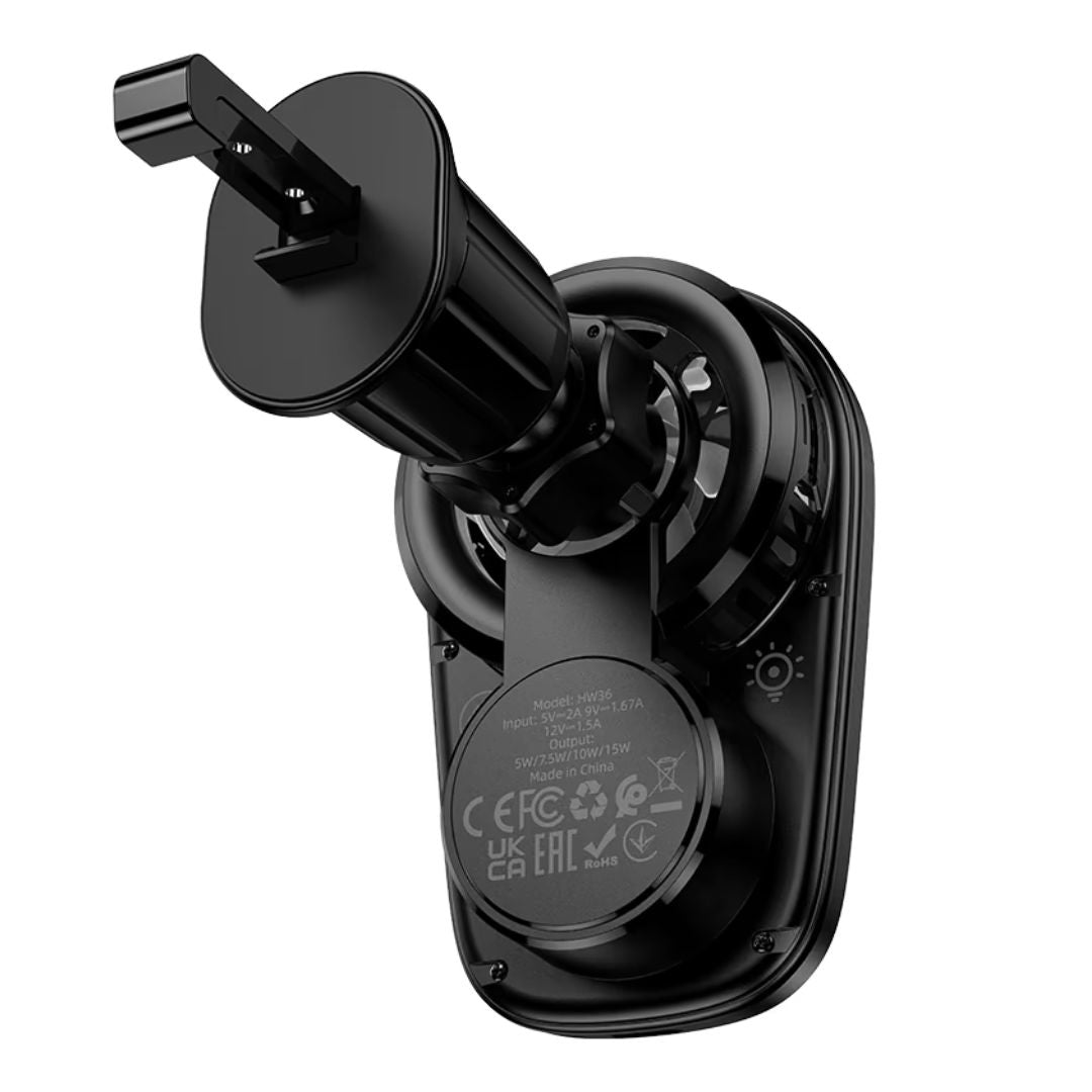 Soporte Magnético Hoco HW36 para Auto con Carga Inalámbrica 15W y Ventilador