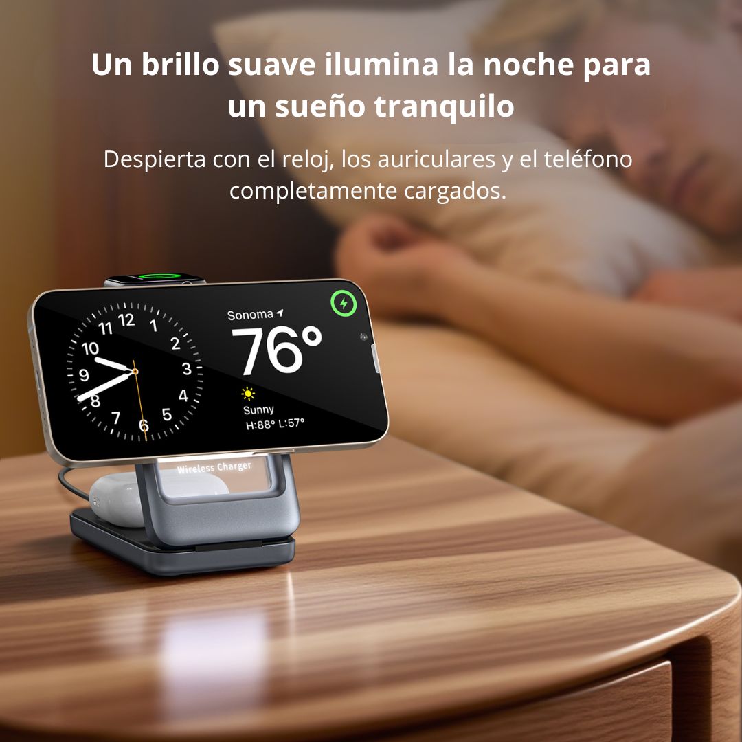 Cargador Inalámbrico Magnético 3 en 1 15W para Celular, Reloj y Auriculares Miccell VQ-W18
