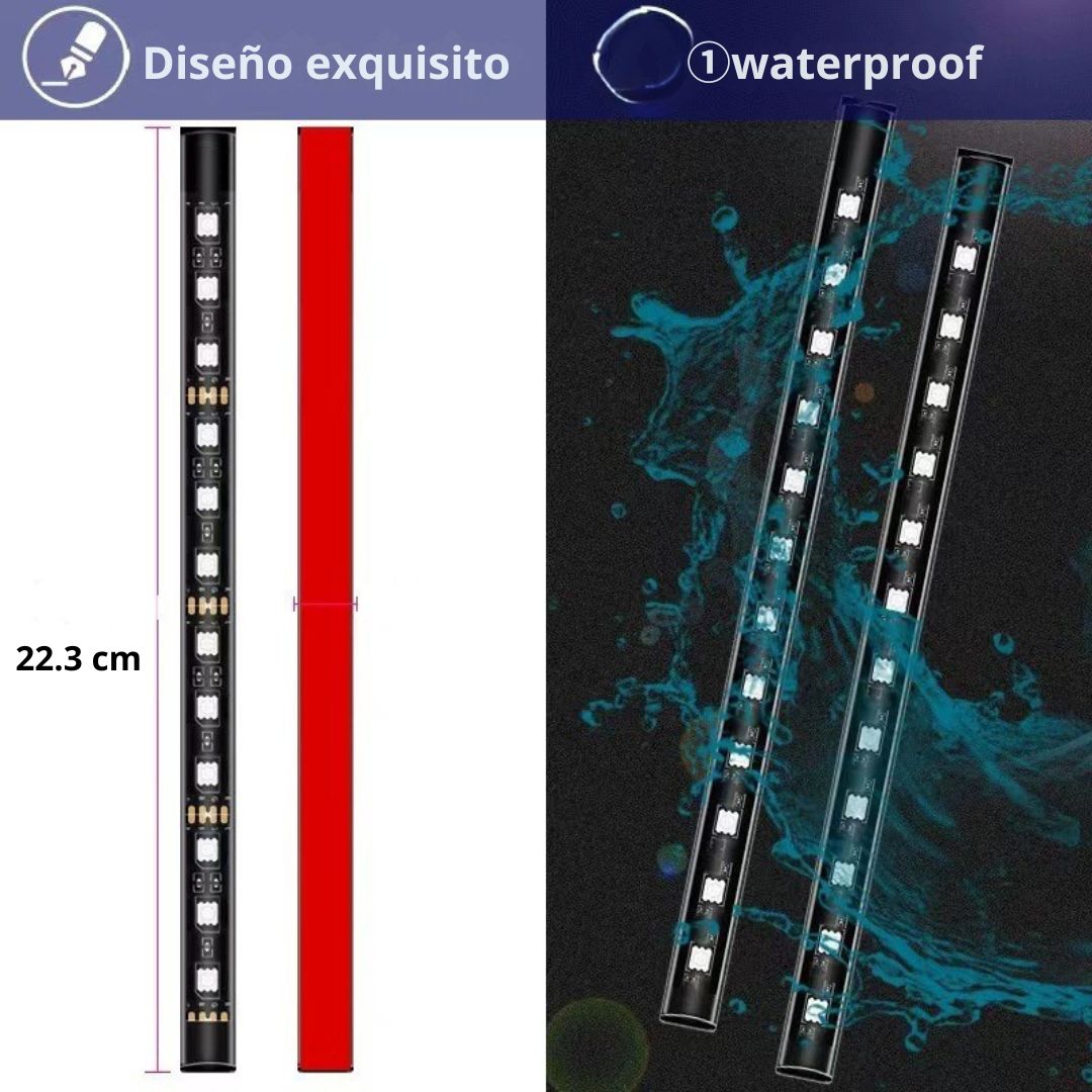 Luces Ambientales LED RGB para Auto Seisa Bluetooth App 4 Tiras