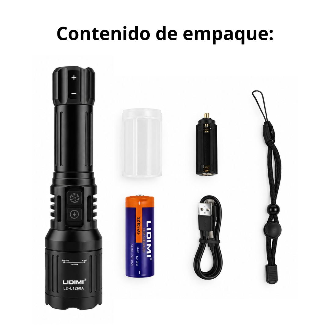 Linterna LED LIDIMI LD-L1550A 20W Zoom Láser Verde USB-C