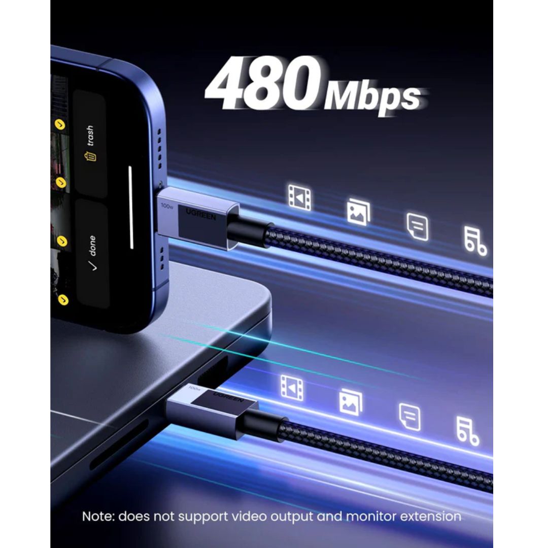 Cable USB-C a USB-C UGREEN 100W 5A Power Delivery 2 Metros Carga Rápida L512
