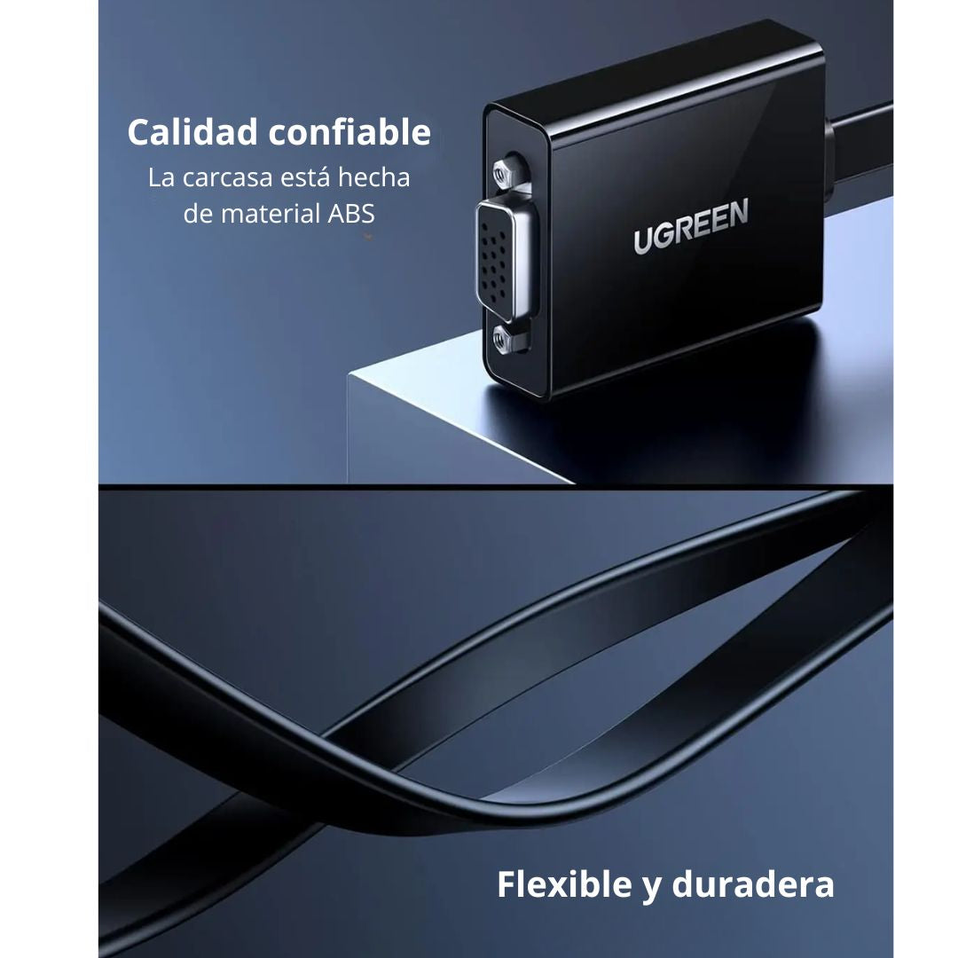 Adaptador HDMI a VGA UGREEN MM103 con Audio 3.5 mm Full HD 1080p