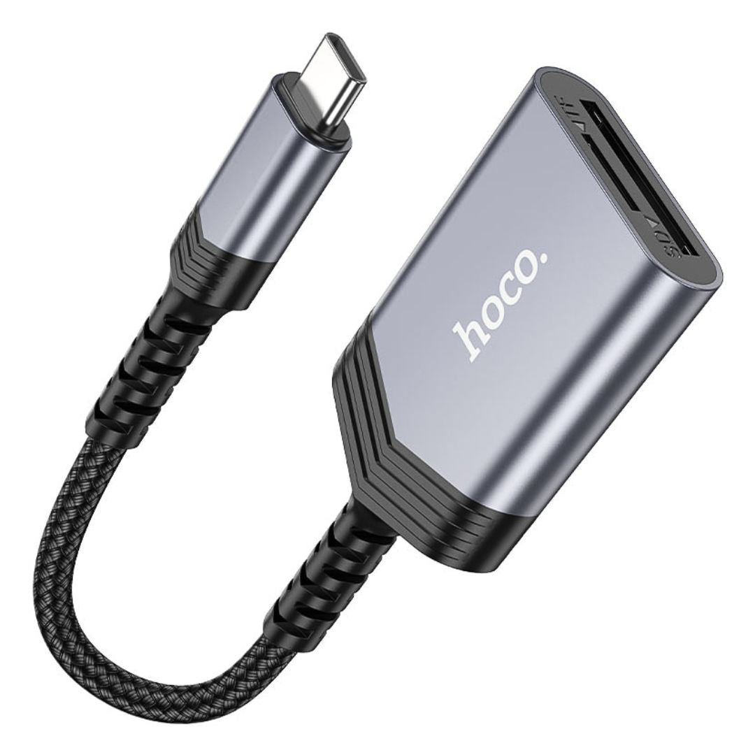 Lector de Tarjetas USB Tipo C a SD y Micro SD Hoco UA25 OTG 480 Mbps hasta 2TB