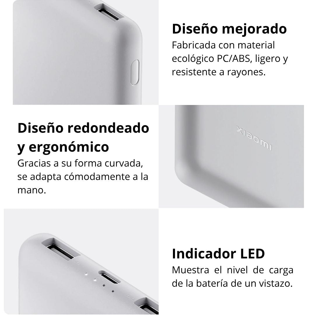 Power Bank Xiaomi 10000mAh 22.5W Lite Carga Rápida USB-C y 3 Puertos