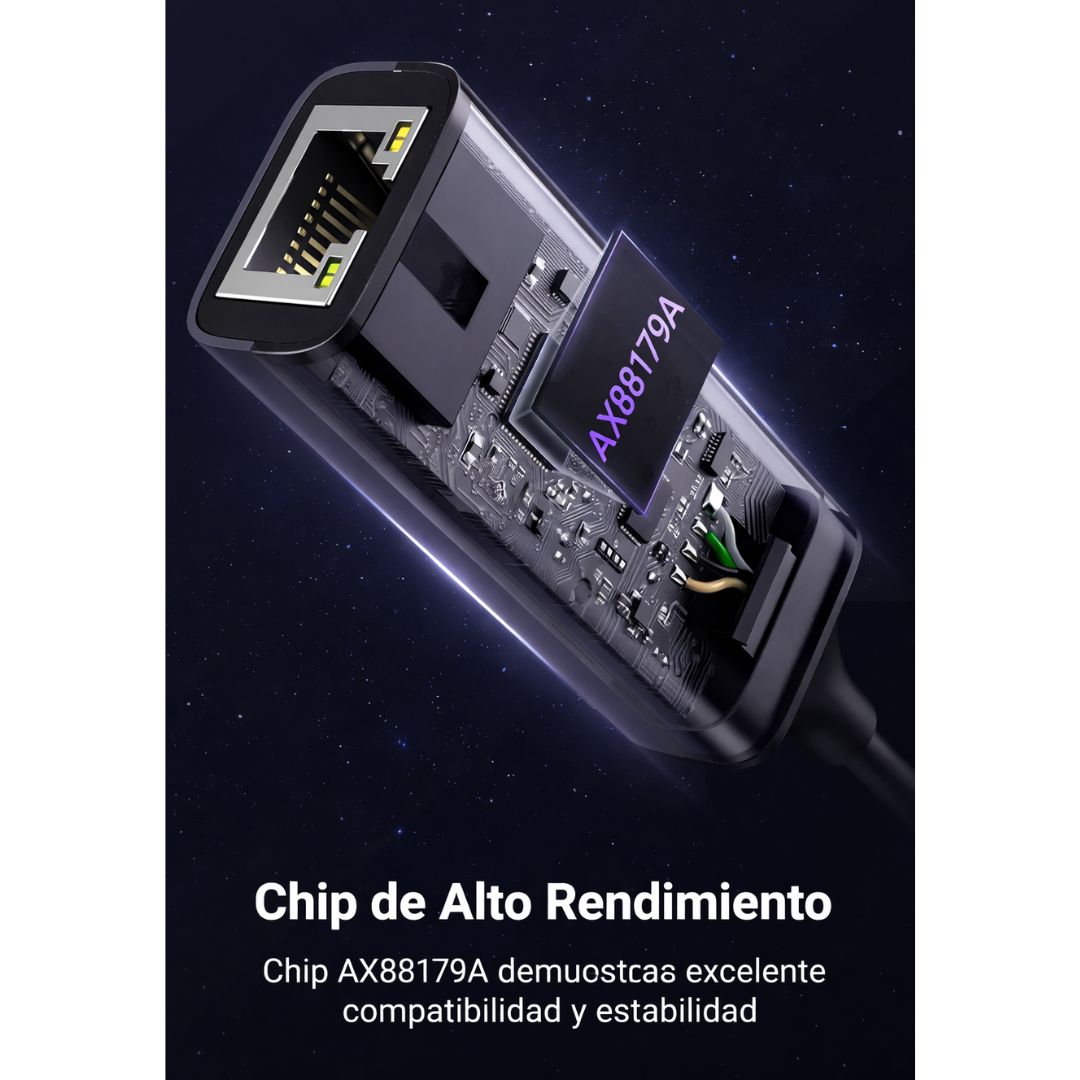 Adaptador USB-C a Ethernet UGREEN Gigabit 1000Mbps RJ45 para MacBook y Laptop CM199