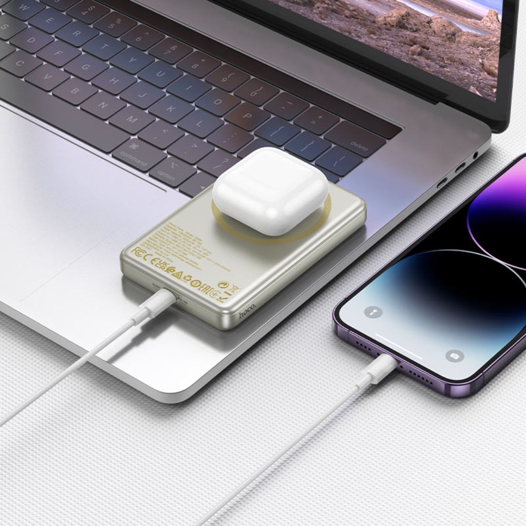 Power Bank Magnético Hoco Q26A 10000mAh PD20W Inalámbrico 15W Ultrafino