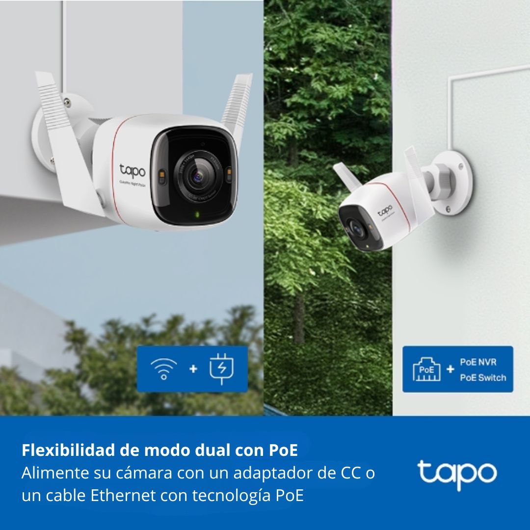 Cámara de Seguridad WiFi Exterior TP-Link Tapo C325WB 2K QHD ColorPro IA PoE