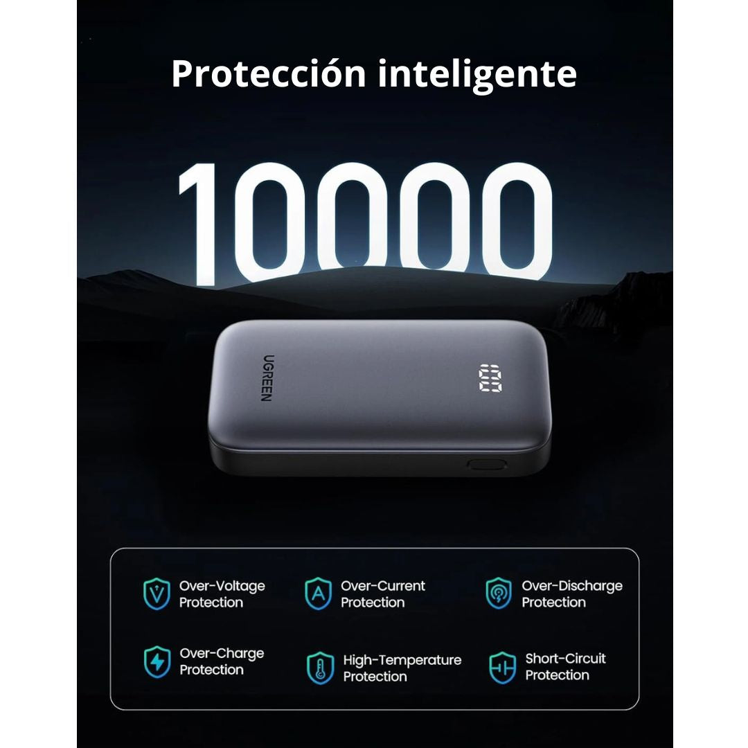 Power Bank UGREEN Nexode PB502 10000 mAh Carga Rápida 30W PD USB-C con Pantalla TFT