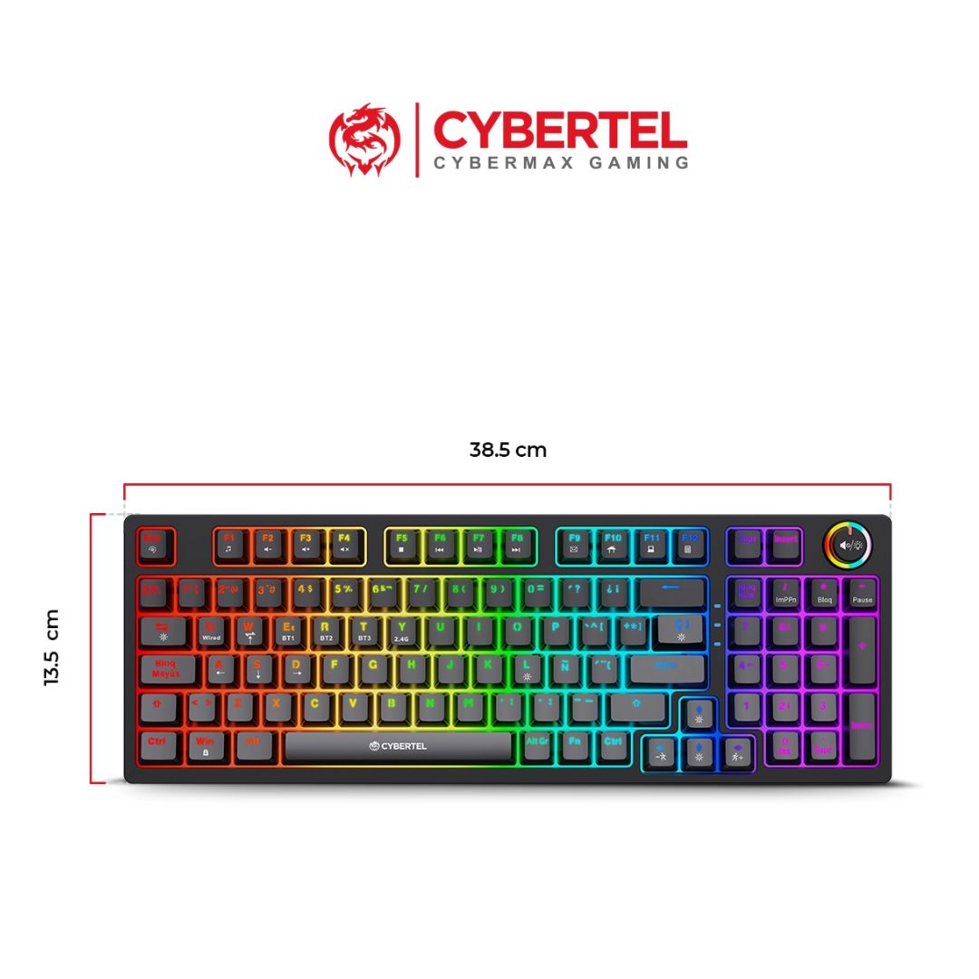 Teclado Gamer Mecánico Cybertel K1008-3M RGB Bluetooth 2.4G