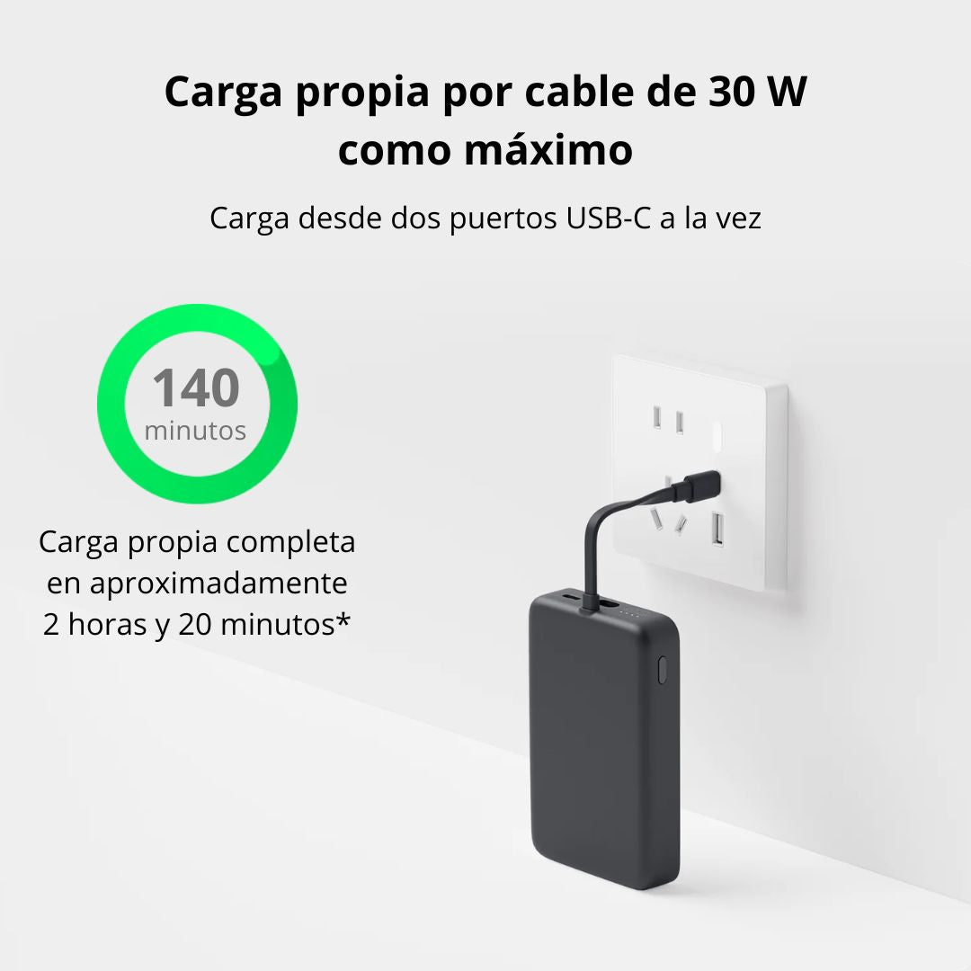 Power Bank Magnético Xiaomi 10000mAh 33W con Cable USB-C y Carga Inalámbrica