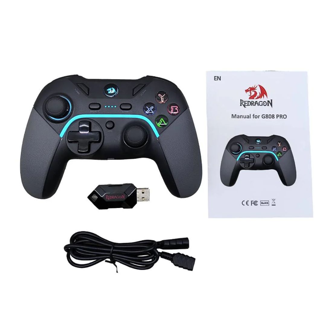 Mando Inalámbrico Redragon G808 Pro V1 para Switch PC PS3 2.4G USB con Turbo y Macros