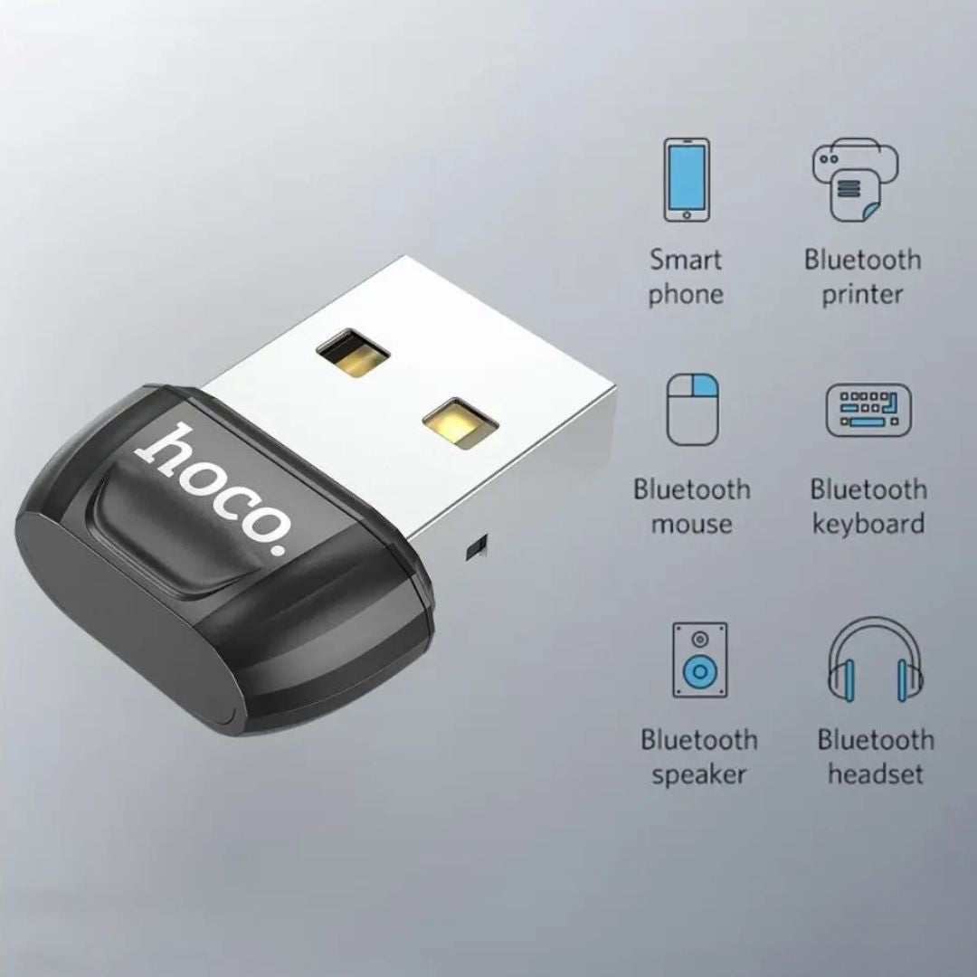 Adaptador USB Bluetooth 5.0 Hoco UA18 para PC Laptop Audífonos Teclado Mouse e Impresora