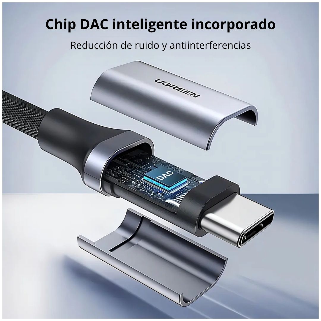 Adaptador USB-C a Jack 3.5mm UGREEN AV161 para Audífonos y Micrófono