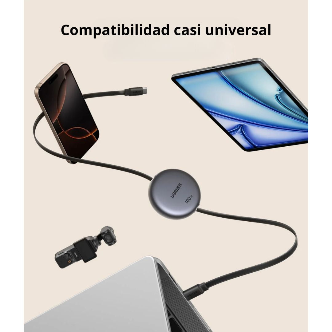 Cable USB-C a USB-C Retráctil UGREEN Nexode L531 100W 1m con Carga Rápida PD