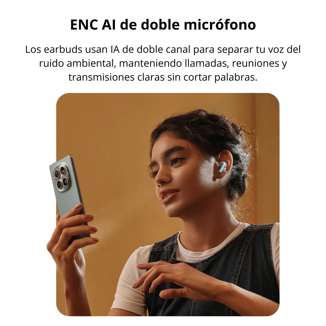 Audífonos Bluetooth Redmi Buds 8 Lite ANC 42dB con IA y 36 Horas de Batería