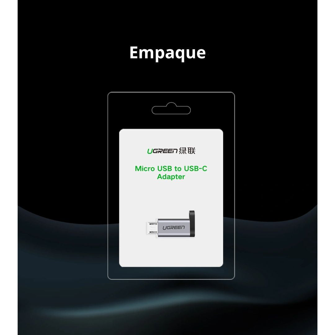 Adaptador Micro USB a USB-C UGREEN US282 2A Carga Rápida y Datos 480Mbps