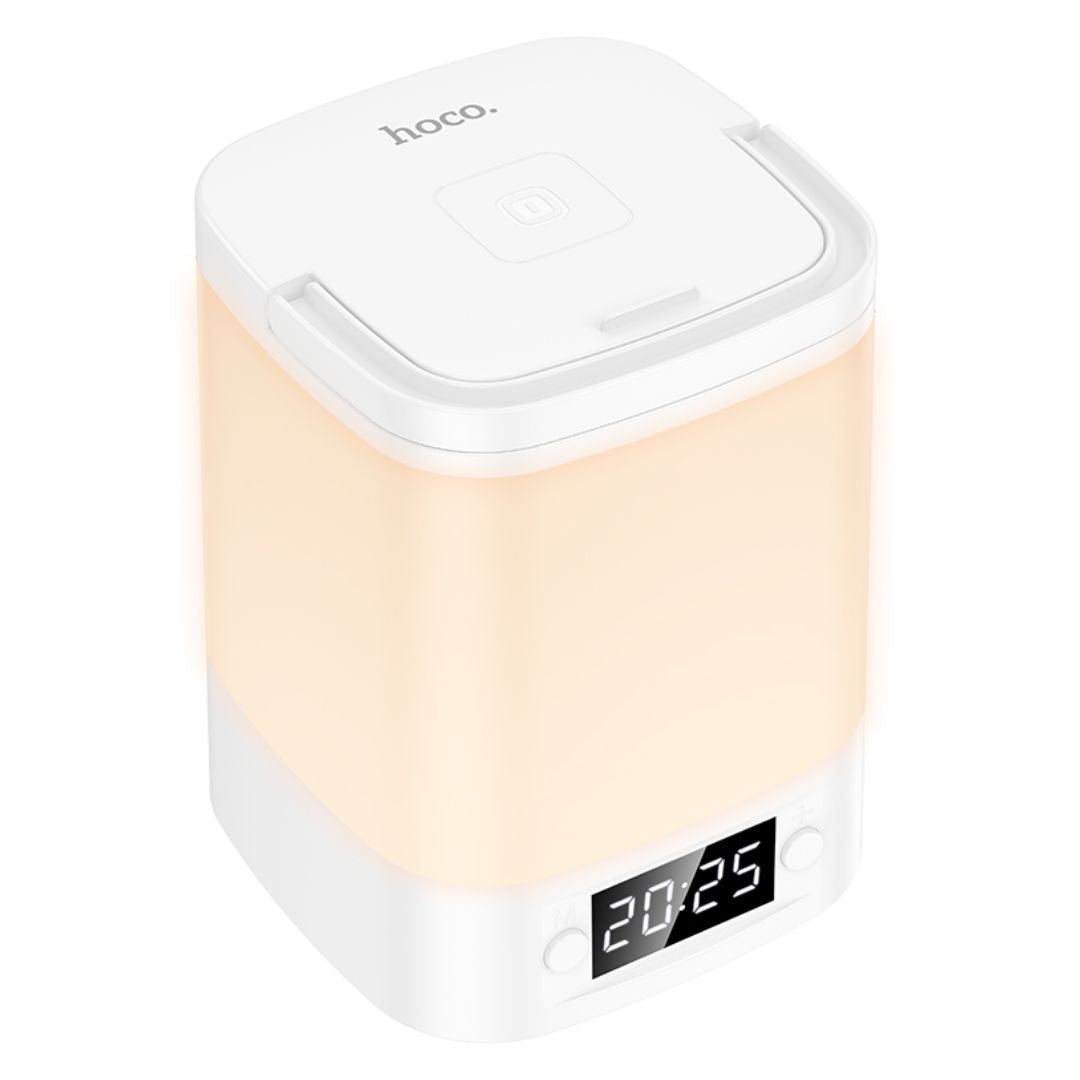 Lámpara LED Recargable Hoco HX15 con Reloj Digital 3 Tonos de Luz USB-C y Control Táctil