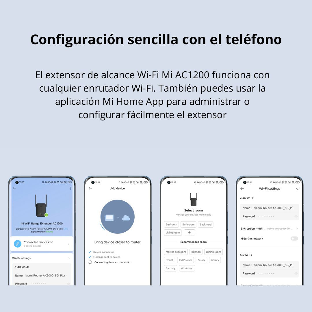 Repetidor WiFi Xiaomi AC1200 Dual Band con Puerto Ethernet y Modo AP
