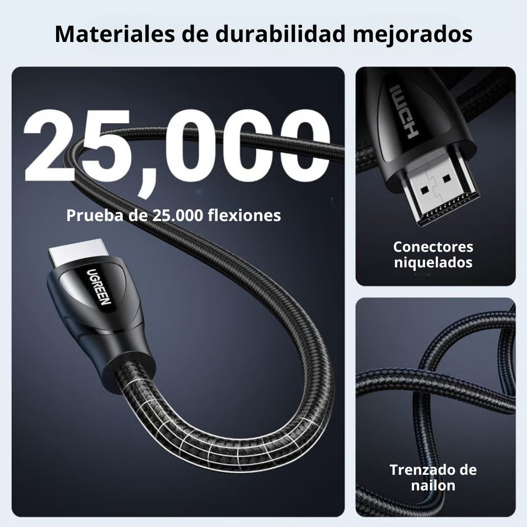 Cable HDMI UGREEN HD140 5m 8K 60Hz 4K 120Hz HDMI 2.1 48Gbps para TV PS5 y Proyector