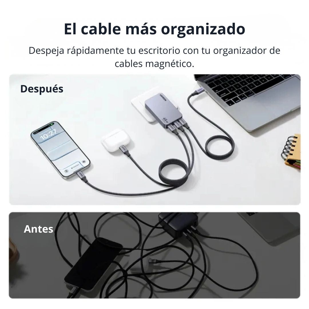 Cable USB-C a USB-C UGREEN L520 100W 1m Carga Rápida PD Magnético Trenzado